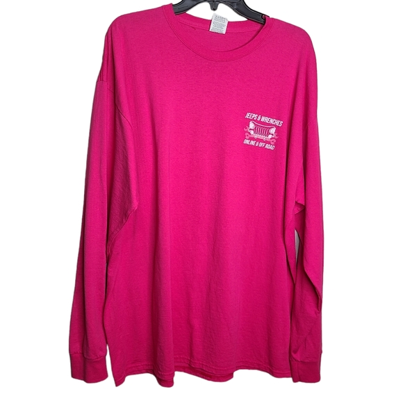 Jerzees Heavyweight Long Sleeve Pink Tshirt Graphic Jeeps & Wrenches - Picture 3 of 8